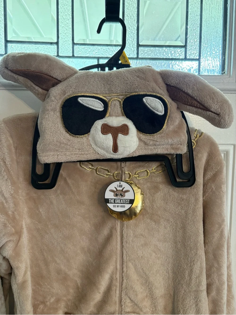 Kids Plush Goat Costume with Sunglasses Hood onesie
